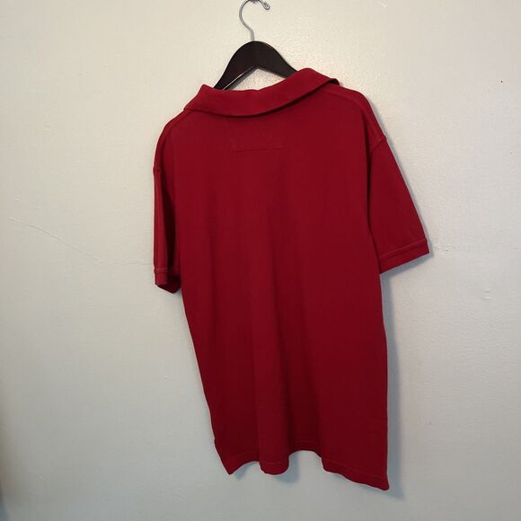 Bristol & Bull Contrast Silk Paisley Collared Pique Cotton Polo Shirt, Red- Med. - Picture 10 of 10